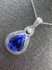 LARGE 4.49CT DIAMOND & AAA TANZANITE 14KT WHITE GOLD CLASSIC TEAR DROP PENDANT