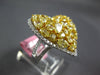 LARGE 5.09CT WHITE & FANCY YELLOW DIAMOND 18K 2 TONE GOLD HEART SHAPE LOVE RING