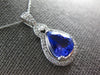 LARGE 4.49CT DIAMOND & AAA TANZANITE 14KT WHITE GOLD CLASSIC TEAR DROP PENDANT
