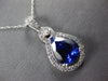 LARGE 4.49CT DIAMOND & AAA TANZANITE 14KT WHITE GOLD CLASSIC TEAR DROP PENDANT