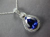 LARGE 4.49CT DIAMOND & AAA TANZANITE 14KT WHITE GOLD CLASSIC TEAR DROP PENDANT