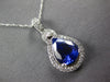 LARGE 4.49CT DIAMOND & AAA TANZANITE 14KT WHITE GOLD CLASSIC TEAR DROP PENDANT