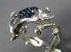 1.36CT DIAMOND & AAA SAPPHIRE & RUBY 18KT WHITE GOLD 3D DOUBLE DOLPHIN FUN RING