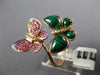 2.14CT DIAMOND & AAA PINK SAPPHIRE & AGATE 18KT ROSE GOLD DOUBLE BUTTERFLY RING