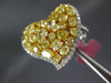 LARGE 5.09CT WHITE & FANCY YELLOW DIAMOND 18K 2 TONE GOLD HEART SHAPE LOVE RING