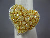 LARGE 5.09CT WHITE & FANCY YELLOW DIAMOND 18K 2 TONE GOLD HEART SHAPE LOVE RING