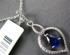 .68CT DIAMOND & AAA SAPPHIRE 18K WHITE GOLD PEAR SHAPE INFINITY FLOATING PENDANT