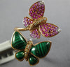 2.14CT DIAMOND & AAA PINK SAPPHIRE & AGATE 18KT ROSE GOLD DOUBLE BUTTERFLY RING