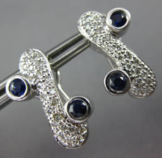 LARGE 1.10CT DIAMOND & AAA SAPPHIRE 14K WHITE GOLD 3D X CLIP ON HANGING EARRINGS