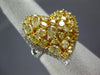 LARGE 5.09CT WHITE & FANCY YELLOW DIAMOND 18K 2 TONE GOLD HEART SHAPE LOVE RING