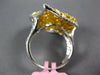 LARGE 5.09CT WHITE & FANCY YELLOW DIAMOND 18K 2 TONE GOLD HEART SHAPE LOVE RING