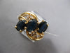 3.28CT DIAMOND & AAA SAPPHIRE 14KT YELLOW GOLD 3D OVAL & ROUND 3 STONE FUN RING