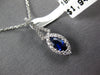 SMALL .62CT DIAMOND & AAA SAPPHIRE 18KT WHITE GOLD 3D MARQUISE FLOATING PENDANT