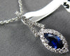 SMALL .62CT DIAMOND & AAA SAPPHIRE 18KT WHITE GOLD 3D MARQUISE FLOATING PENDANT