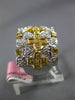 WIDE .61CT WHITE & FANCY YELLOW DIAMOND 18KT 2 TONE GOLD MULTI HEART CROSS RING