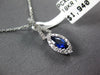 SMALL .62CT DIAMOND & AAA SAPPHIRE 18KT WHITE GOLD 3D MARQUISE FLOATING PENDANT