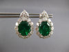 EXTRA LARGE 17CT DIAMOND & AAA EMERALD PLATINUM FLOWER CLIP ON HANGING EARRINGS