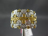 WIDE .61CT WHITE & FANCY YELLOW DIAMOND 18KT 2 TONE GOLD MULTI HEART CROSS RING