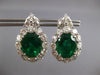 EXTRA LARGE 17CT DIAMOND & AAA EMERALD PLATINUM FLOWER CLIP ON HANGING EARRINGS