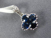 SMALL .81CT DIAMOND & AAA SAPPHIRE 18K WHITE GOLD 4 LEAF CLOVER FLOATING PENDANT