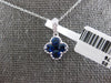 SMALL .81CT DIAMOND & AAA SAPPHIRE 18K WHITE GOLD 4 LEAF CLOVER FLOATING PENDANT