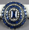 ANTIQUE LARGE 15CT ROSE CUT DIAMOND & SAPPHIRE 14KT GOLD & SILVER BROOCH PENDANT