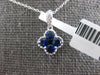 SMALL .81CT DIAMOND & AAA SAPPHIRE 18K WHITE GOLD 4 LEAF CLOVER FLOATING PENDANT