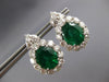 EXTRA LARGE 17CT DIAMOND & AAA EMERALD PLATINUM FLOWER CLIP ON HANGING EARRINGS
