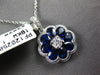 LARGE 2.30CT DIAMOND & AAA SAPPHIRE 18KT WHITE GOLD 3D PEAR SHAPE FLOWER PENDANT