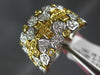 WIDE .61CT WHITE & FANCY YELLOW DIAMOND 18KT 2 TONE GOLD MULTI HEART CROSS RING