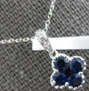 SMALL .81CT DIAMOND & AAA SAPPHIRE 18K WHITE GOLD 4 LEAF CLOVER FLOATING PENDANT