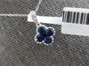SMALL .81CT DIAMOND & AAA SAPPHIRE 18K WHITE GOLD 4 LEAF CLOVER FLOATING PENDANT
