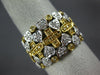 WIDE .61CT WHITE & FANCY YELLOW DIAMOND 18KT 2 TONE GOLD MULTI HEART CROSS RING