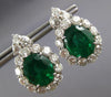 EXTRA LARGE 17CT DIAMOND & AAA EMERALD PLATINUM FLOWER CLIP ON HANGING EARRINGS