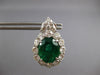 EXTRA LARGE 17CT DIAMOND & AAA EMERALD PLATINUM FLOWER CLIP ON HANGING EARRINGS
