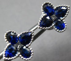 1.14CT DIAMOND & AAA SAPPHIRE 18KT WHITE GOLD 3D FOUR LEAF CLOVER STUD EARRINGS