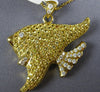 LARGE 2.08CT WHITE & FANCY YELLOW DIAMOND 18KT YELLOW GOLD 3D LUCKY FISH PENDANT