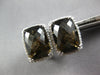 LARGE 10.76CT DIAMOND & AAA SMOKY TOPAZ 14KT WHITE GOLD CLIP ON HANGING EARRINGS