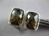 LARGE 10.76CT DIAMOND & AAA SMOKY TOPAZ 14KT WHITE GOLD CLIP ON HANGING EARRINGS