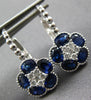 ESTATE 2.29CT DIAMOND & AAA SAPPHIRE 18K WHITE GOLD OVAL FLOWER HANGING EARRINGS