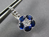 ESTATE 2.29CT DIAMOND & AAA SAPPHIRE 18K WHITE GOLD OVAL FLOWER HANGING EARRINGS