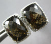 LARGE 10.76CT DIAMOND & AAA SMOKY TOPAZ 14KT WHITE GOLD CLIP ON HANGING EARRINGS