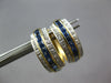 WIDE 1.19CT DIAMOND & AAA SAPPHIRE 18KT YELLOW GOLD 3D HUGGIE HANGING EARRINGS