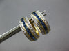 WIDE 1.19CT DIAMOND & AAA SAPPHIRE 18KT YELLOW GOLD 3D HUGGIE HANGING EARRINGS