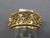 ESTATE WIDE .22CT DIAMOND 18KT YELLOW GOLD 3D MULTI FLOWER FILIGREE FUN RING
