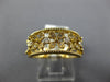 ESTATE WIDE .22CT DIAMOND 18KT YELLOW GOLD 3D MULTI FLOWER FILIGREE FUN RING