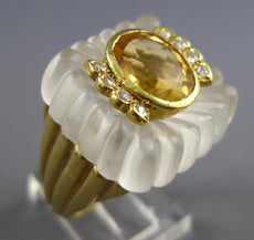 4.06CT DIAMOND & AAA CITRINE & CRYSTAL 14KT YELLOW GOLD OVAL & ROUND SQUARE RING