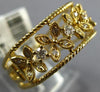 ESTATE WIDE .22CT DIAMOND 18KT YELLOW GOLD 3D MULTI FLOWER FILIGREE FUN RING