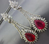 EXTRA LARGE 32.2CT DIAMOND & AAA RUBY 18K YELLOW GOLD TEAR DROP HANGING EARRINGS