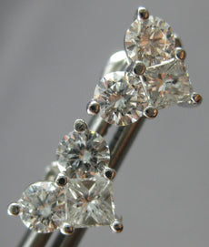 LARGE 1.54CT DIAMOND 18KT WHITE GOLD CLASSIC INVSIBLE HEART STUD EARRINGS #27839